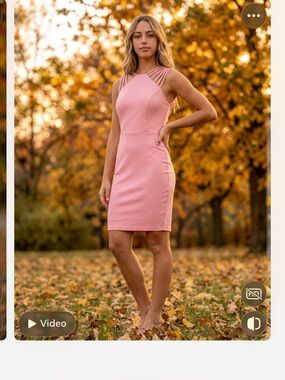 Feminine Grace Karin Pink Strappy Midi Sheath Dress